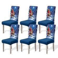 1/4/6/100pcs Christmas Print Stretch Chair Covers, Home/Hotel/Restaurant/Dining Chair Slipcovers, Cartoon Holiday Decor - Multicolor - View 16
