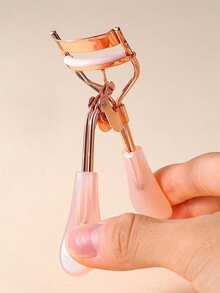 11pcs Set, 1pc Rose Gold Transparent Pink Handle Eyelash Curler + 10pcs Replacement Pads, Professional Makeup Tool, Suitable For Home Use, Eyelash Curler Set, Eyelash Curler Accessories, Affordable Price, Can Be Used For Room Decor, Vanity, Travel, Bedroom, Ideal Choice For Makeup. Eyelash Curler Set, Affordable Price, Suitable As Christmas Gift Or Holiday Small Gift. - Multicolor - View 3