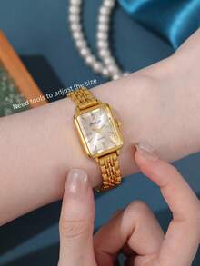 1 件女士简约时尚经典设计独特优雅手链石英表，适合日常佩戴和礼物