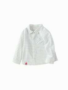 Balabala 男童长袖衬衫 2025 秋季 - 可爱小熊印花上衣 - 白藍色調 - 查看 1