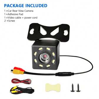 BAIDELUO 1pc Universal Car Rear View Camera 12 LED HD Night Vision Reversing Reverse Parking Waterproof Auto Backup Camera Monitor Monitoring CCD,Suitable For Most Vehicle Models