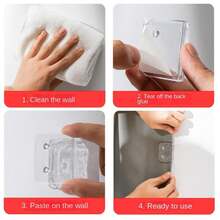 4pcs Windproof Self-Adhesive Curtain Clips - Transparent Plastic Storage Accessories For Secure Curtain Holding, Easy Installation With Buttonholes