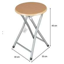 ARISE - Taburete plegable de madera natural 30x45 cm | Silla auxiliar portátil y resistente para hogar, cocina, balcón, camping, picnic y espacios pequeños | Diseño compacto, fácil de guardar y multifuncional - Beis - Ver 4