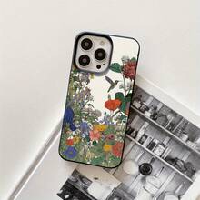 Fundas protectoras con diseño de colibrí y flor, con orificios grandes. Compatibles con los modelos 16 Pro, 16, 15 Pro, 14, 14 Plus, 14 Pro, 13, 13 Pro, 12 Pro y 11/11 Pro. Ideales para regalar en cumpleaños y celebraciones. - Negro - Ver 1