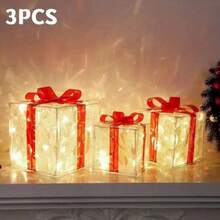 3-Piece Illuminated Christmas Gift Box - Plastic Lighted Holiday Decor With Red Bow, 3 AA Battery Powered (Batteries Not Included) Christmas Indoor Fairy Lights, Nursery Night Light, Holiday Decoration For Halloween/Christmas Christmas Decoration XMAS Decor Christmas Tree Gift Decor Thanksgiving Wedding Home Decor Home Decor Fall Decor Autumn Decor Birthday Decorations For Gifts Party Supplies Indoor Outdoor Garden Holiday Festival Decor Halloween Decor Wall Decor Halloween Ornamentschristmas Decoration XMAS Decor Christmas Tree Gift Decor Thanksgiving Wedding Home Decor Home Decor Fall Decor Autumn Decor Birthday Decorations For Gifts Party Supplies Indoor Outdoor Garden Holiday Festival Decor Halloween Decor Wall Decor Halloween Ornaments