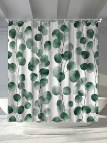 1 قطعة ستارة دش مقاومة للعفن والماء مطبوعة رقميًا بتصميم هندسي بسيط لقطة في حوض الاستحمام، مع 12 خطاف بلاستيكي وحلقات معدنية، إكسسوار حمام متين وقوي - متعدد الألوان - مشاهدة 10