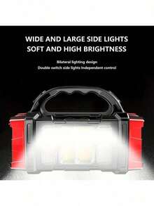 [Powerful Flashlight] Portable Powerful 4 Gear USB Rechargeable Flashlight | Solar LED Light With COB Work Light And Mobile Phone Camping Lamp,1200mah - 紅色 - 查看 5