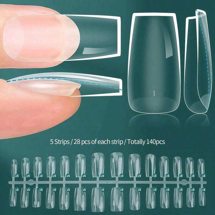 Instant Apex Nail Tips Pro Grade Thick False Nails Salon Quality Acrylic Extensions Durable Nail Supplies 140/150pcs