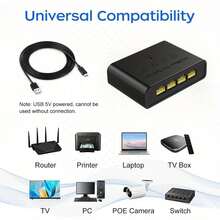 1000 Mbps Ethernet Splitter LAN Switch RJ45 Ethernet Splitter Gigabit Switch Suitable For Computers, Hubs, Switches, Routers, Set-Top Boxes, And Digital TVs.