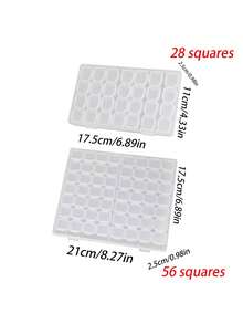 2/1 Pieza de caja de almacenamiento fija y transparente de 28 rejillas, adecuada para joyas con diamantes y cuentas, caja de almacenamiento multifuncional, diseño conveniente, el mejor regalo para madres, amigos, maestros, compañeros de clase, bodas, regalo interesante