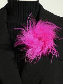 1 chiếc trâm cài áo lông đà điểu giả nhiều màu cổ điển cao cấp dành cho nữ, phụ kiện thời trang đa năng làm quà tặng cho tiệc tùng, ngày lễ, trường học, đám cưới - hoa - Xem 7