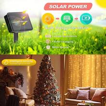 Outdoor Solar Curtain Light 300LED Waterproof String Lights Garden Yard Pavilion Fairy Garland String Lights Holiday Decor Light - Warm White - View 4
