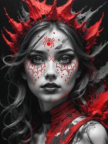 1pc Halloween Spider Shaped Face Rhinestone Sticker, Red Black White Cosplay Glitter Sticker, Can DIY Bat Blood Tear Makeup, Suitable For Party, Holiday Entertainment Decoration, Horror Theme Costume, Performance Makeup, Unisex - Multicolor - View 7