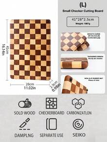 1pc Creative Checkerboard Pattern Cutting Board - Mosaic Design Wooden Reversible Meat, Bread And Fruit Chopping Board For Vegetables, Fruits And Food Preparation - Non-Slip Wooden Cutting Board, Food Contact Surface - Multicolor - View 7