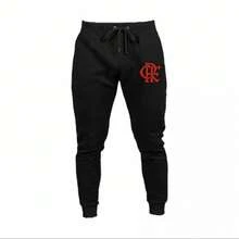 Warm Sweatpants With Flamengo Print - Black - View 2
