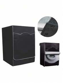 1 Pc Drum Washing Machine And Dryer Waterproof, Sunproof, Dustproof Protective Cover. Oxford Fabric Material, Equipped With Tied Rope For Adjustable Size, Suitable For Most Front-Loading Washing Machines