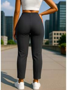 Stretch Pleated Trousers For Women - 深灰色 - 查看 3
