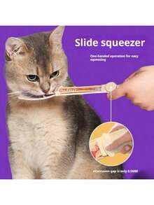 易挤压猫粮分配器 - 猫粮喂食器、宠物喂食勺、免提、轻便、易清洁、长柄湿粮喂食器、耐用塑料宠物零食勺、猫粮喂食工具、猫勺、喂食器、猫粮、零食、狗、猫喂食勺、挤压喂食器 - 彩色 - 查看 3