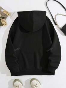 Women's Custom Hoodies - Personalize Your Hoodies By Adding Your Own Text/Pictures (Family Photos/Party/Friends/Selfies), Perfect For Couple Photos, Anniversary Gifts, Autumn/Winter Women's Sportswear, Stylish, Easy To Wear, Minimalist Chic, Casual, Comfortable, And Unique. An Ideal Gift For Family And Friends, Perfect For Mother's Day And Holiday Gifts. - Black - View 4
