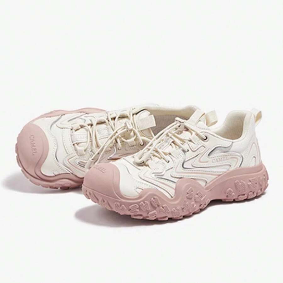 CAMEL CROWN Giày "xấu dễ thương", phiên bản leo núi ngoài trời, đế dày, thoải mái, giày thường ngày, giày leo núi. - Bột bạc gạo - Xem 1