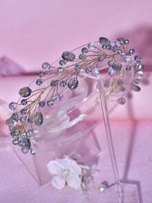 1件优雅灰色水晶发箍，简约时尚新娘婚礼头饰，适合约会、生日、舞会、节日、休闲场合佩戴 - 淺灰色 - 查看 4