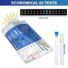 Tiras de prueba de agua para acuario 9 en 1 | Kit de prueba para acuario de 50 piezas para agua dulce/salada y estanque | Incluye tiras de termómetro para acuario, pH instantáneo, nitrato, nitrito, cloro, análisis de hierro | Tiras de prueba de alta precisión para monitorear la calidad del agua - Azul - Ver 3