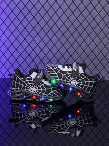 Modische Spider-LED-Leuchtschuhe aus atmungsaktivem Mesh, geeignet für Jungen und Mädchen – lässige, stoßdämpfende, rutschfeste Lauf- und Wanderschuhe für das ganze Jahr im Freien