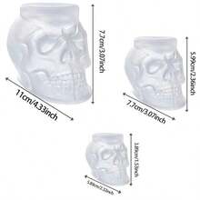 3pcs Skull Resin Mold Silicone - Large, Medium, Small Skull Candle Mold Set - Suitable For Epoxy Resin, Halloween, Ice Cubes, Wax Crafts, 3D Resin Skull Mold, For Resin Art Crafts, Party And Home Decor