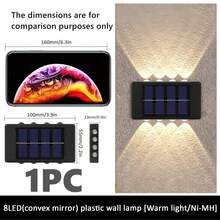 1 件/2 件太阳能壁灯，带 8/10LED，皇家城堡设计，适用于别墅户外景观，露台和庭院防水氛围墙面装饰，上下照明花园装饰