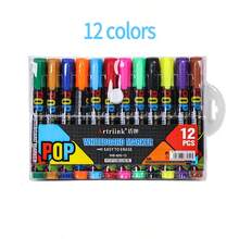 1pc 12 Colors/8 Colors Whiteboard Marker Pens, Large Capacity Refillable, Broad & Round Tip, For Teachers, Students, Drawing Boards, Writing