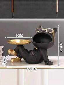 1pc Creative French Bulldog Decorative Figurine With Tray, Suitable For Living Room Decor, Creative Storage, Bedroom Decor, Office High-End Decor, Storage, Can Be Given As Anniversary Or Birthday Gift To Friends And Family