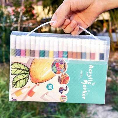 Set de rotuladores de pintura acrílica - 12/24/36/48/60/80 colores, resistentes al agua, ideales para arte y manualidades, proyectos DIY, artistas profesionales, estudiantes, suministros de oficina y escolares - Edad 14+