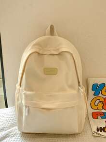 Solid Color High-Capacity High School Students Must Have Ins Style Computer Backpack Back To School Backpack Wide Shoulder Strap Design 15-Inch Computer Layered Storage Bag Neutral Wind Campus Backpack Travel Backpack. Travel Essentials For Holiday Vacation Duffle Bag Luggage Suitcase Travel Bag For Women