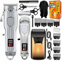 Hair Clippers For Men , Beard Trimmer Kits & Sets, Electric Shavers, Hair Clippers & Trimmer T-Blade, For Barber,Home For Gifts - Bạc - Xem 1