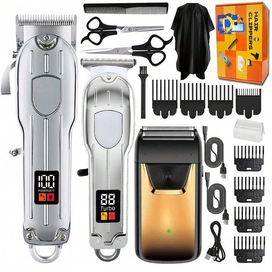 Hair Clippers For Men , Beard Trimmer Kits & Sets, Electric Shavers, Hair Clippers & Trimmer T-Blade, For Barber,Home For Gifts - Bạc - Xem 1