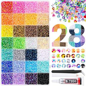 Jelly Resin Rhinestones With Tweezers For Crafting,For Bedazzling, Mixed-Color 3mm 4mm 5mm Bedazzling Crystal With B7000 Jewelry Glue For DIY Crafts Clothing Tumblers Shoes Fabric Nail Art