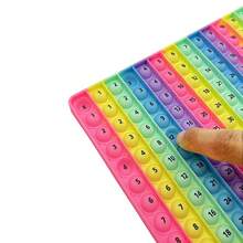 Jogo de Prática de Multiplicação 12x12, Números da Tabuada em Rosa com Bolinhas Empurráveis, Brinquedos Educacionais de Papelaria para Crianças e Professores na Sala de Aula
