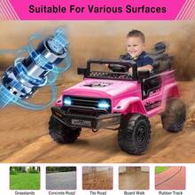 ShiningLove Ride On Truck Car For Kids, 12V Electric Ride On Car With Remote Control, Spring Suspension, Led Lights, Bluetooth, Music & Horn, 3 Speeds,Gift For Boys Girls - Hồng - Xem 6