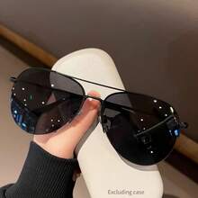 Fashion Glasses Women's Men's Classic Tinted Lenses Glasses Metal Frame Glasses Fashion Glasses - 黑色 - 查看 2