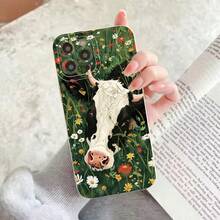 Funda protectora blanca mate a prueba de caídas y golpes con diseño lindo de vaca, apta para iPhone 11, 12, 13, 14, 15, 16 Pro Max, XS, XR, X, 7, 8 Plus, Mini, SE, puede ser un regalo para amigos hombres o mujeres