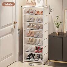 Multi-Tier Iron Shoe Rack, Simple Student Dormitory Shoe Rack, Narrow Shoe Storage Cabinet For Rental House, Small Footprint Near Door - Multicolor - View 12