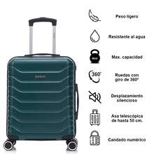 Cabin Suitcase 55x40x20cm ABS+Polycarbonate - 10kg (40L) | Semi-Rigid Small Trolley Hand Luggage 4 Wheels 360° Swivel Numeric Lock - Yellow/Navy/Mint/Black/Pink/Rose Gold/Turquoise/Green - 軍綠色 S | 55X40X20 - 查看 2