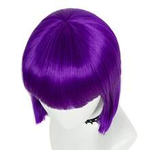 REEWES Bunte Perücke Lila Kurzer Bob Perücke Natürliches Synthetisches Haar für tägliche Partys Perücke Halloween Kostüm Anime Cosplay