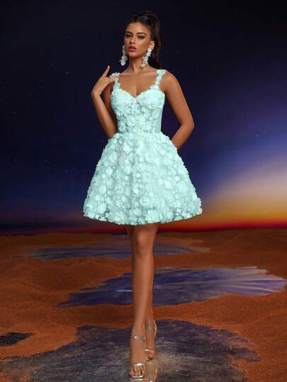 Vestido de Formatura Elegante Anymoon com Alça de Renda e Aplicação