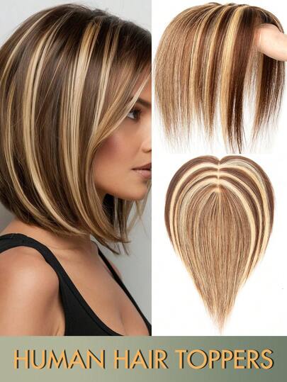 Women's Human Hair Topper Piece - Long Straight Dark Brown (16-18 Inch) Natural Look Hairpiece For Bald Spots & Thinning Hair, One-Piece Clip-On Hair Additions, Versatile Styling, Suitable For All Ethnicities, Hair Volume Enhancement