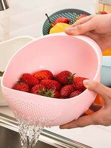 1pc Kitchen Rice Washer Strainer Colander Plastic Rice Washing Bowl Vegetable Fruit Drain Basket