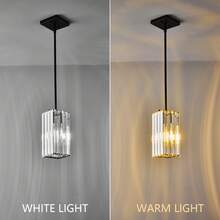 YQYYFC Modern Pendant Light Chrome Rectangle Pendant Lighting Mini Crystal Chandeliers Adjustable Pendant Light Fixture For Kitchen Island Dinning Room Living Room Corridor Bedroom(Chrome 3-Pack) - Black - View 5