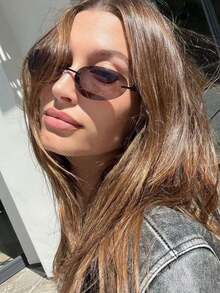 Unisex Retro Y2K Summer Fashion Frameless Oval Glasses With Metal Hinges, Comfortable & Ultra-Light Large Size Metal Glasses Vacation Outfits Women Oval Shape Shades - Multicolor - View 6