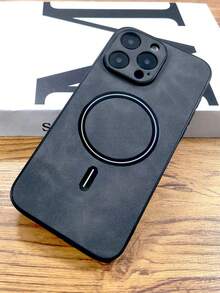 奢华哑光皮革手机壳,兼容 17 Pro Max、17 Pro、17、16、15、14、13、12 Pro Max Plus、16E、17 Air、11,支持磁吸式无线充电,带摄像头保护盖 - 深灰色 - 查看 5