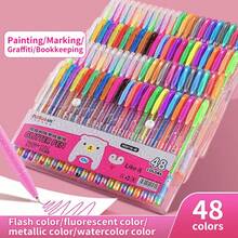 1pc 48/24/18/12 Colors Fluorescent Highlighter Pen, Glitter Gel Pen, Glow Pen, Shiny Jelly Pen For Journaling, Note Taking, Outlining, Watercolor Painting